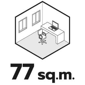 ขนาดห้องที่เหมาะสม 77 ตรม.