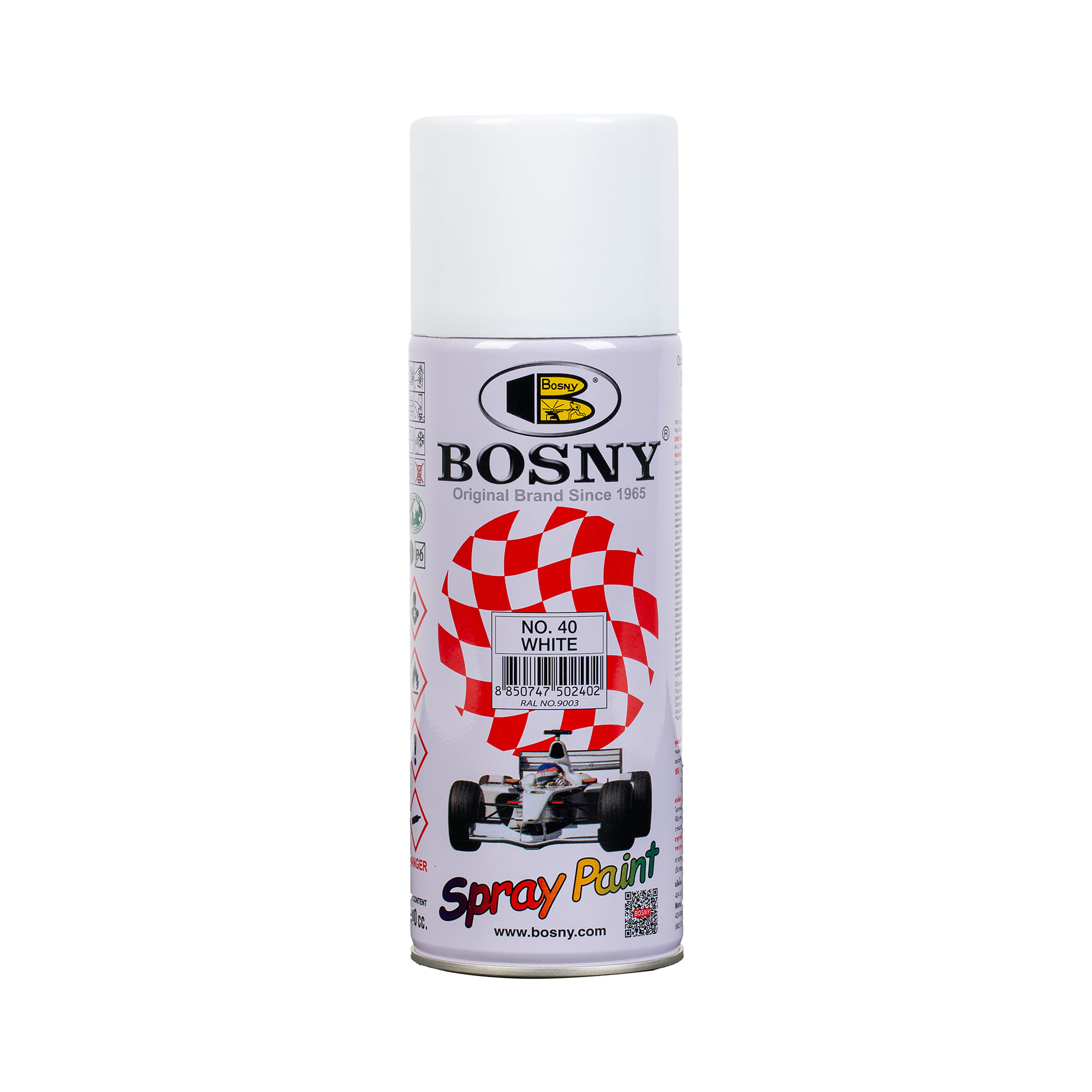 สีสเปรย์ BOSNY 40 สีขาว 400 ซีซี