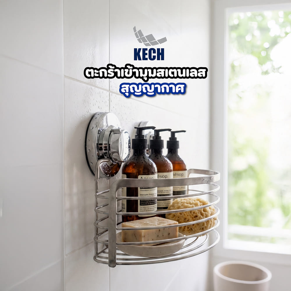 ตะกร้าเข้ามุมสเตนเลส 1 ชั้นสุญญากาศ KECH KECH112