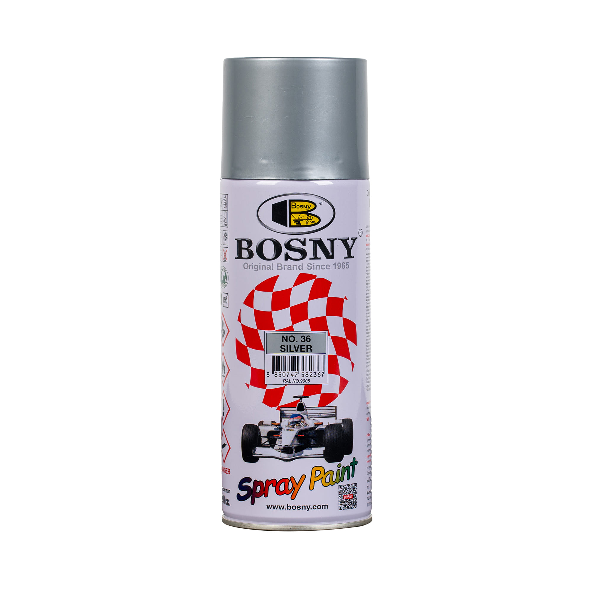 สีสเปรย์ BOSNY 36 สีเงิน 400 ซีซี