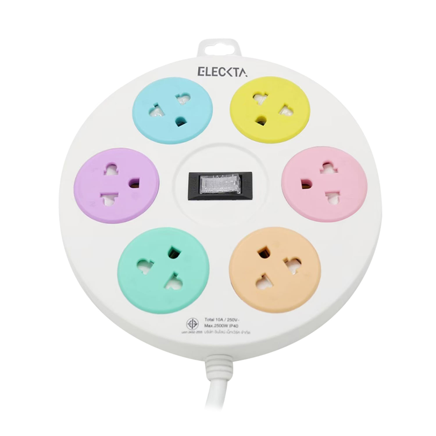 รางปลั๊กไฟ 6ช่อง 1สวิตซ์ ELECKTA RD-6101 3 ม. สีขาว