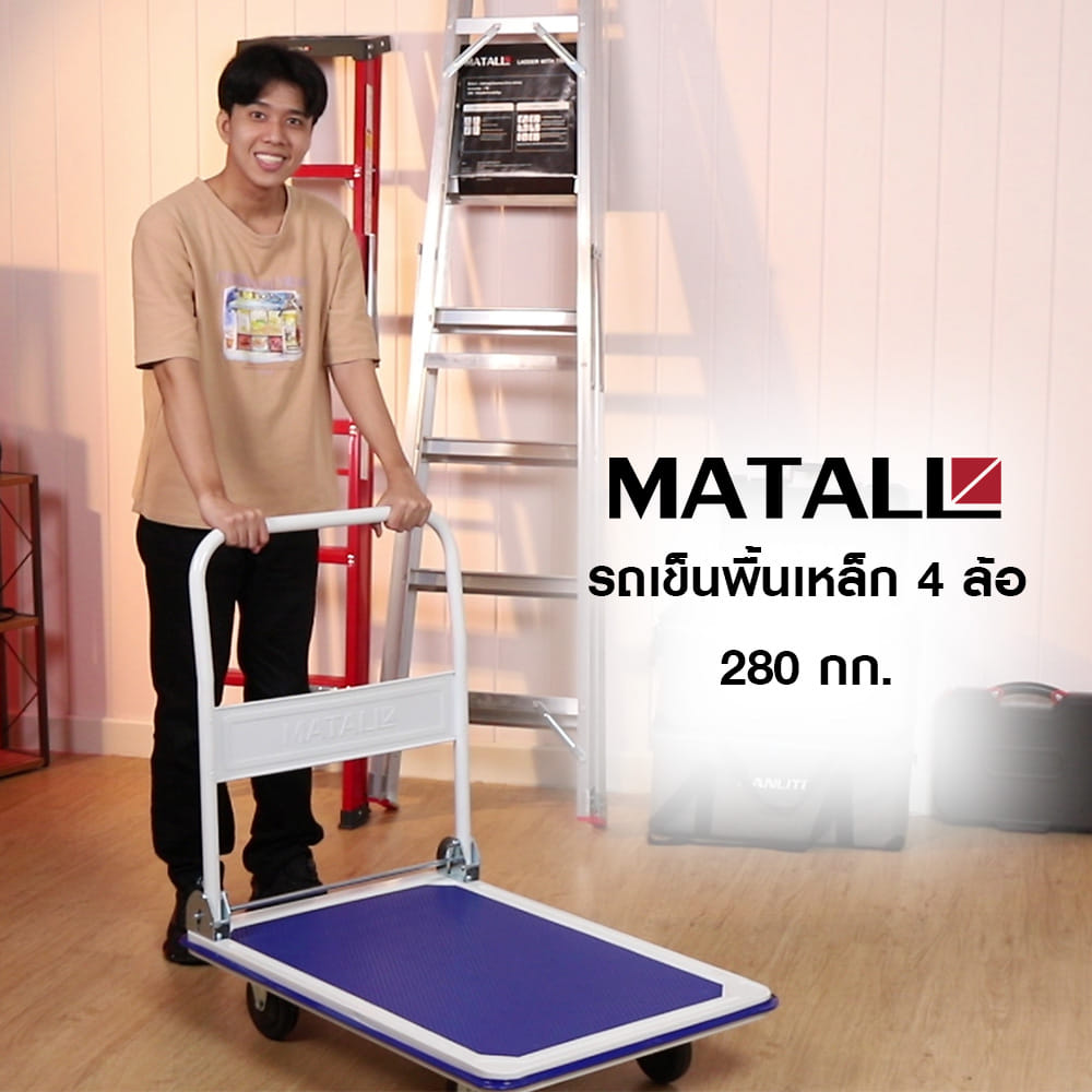 รถเข็นพื้นเหล็ก 4 ล้อ MATALL JR3001 280 กก.