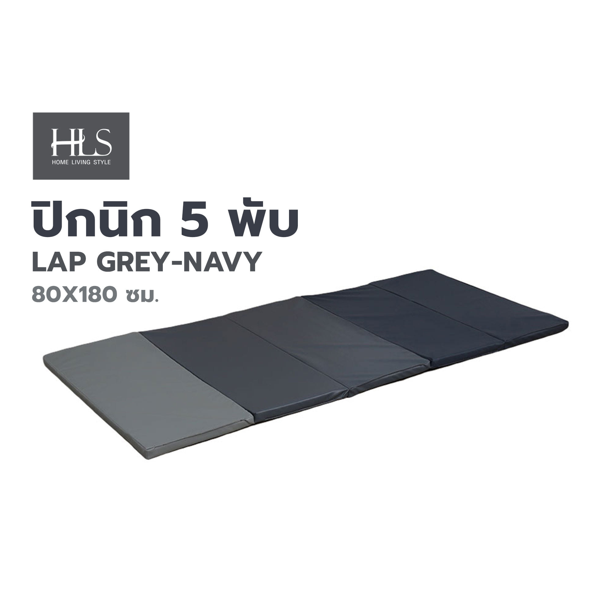 ปิกนิก 5 พับ HOME LIVING STYLE LAP GREY-NAVY 80X180 ซม.