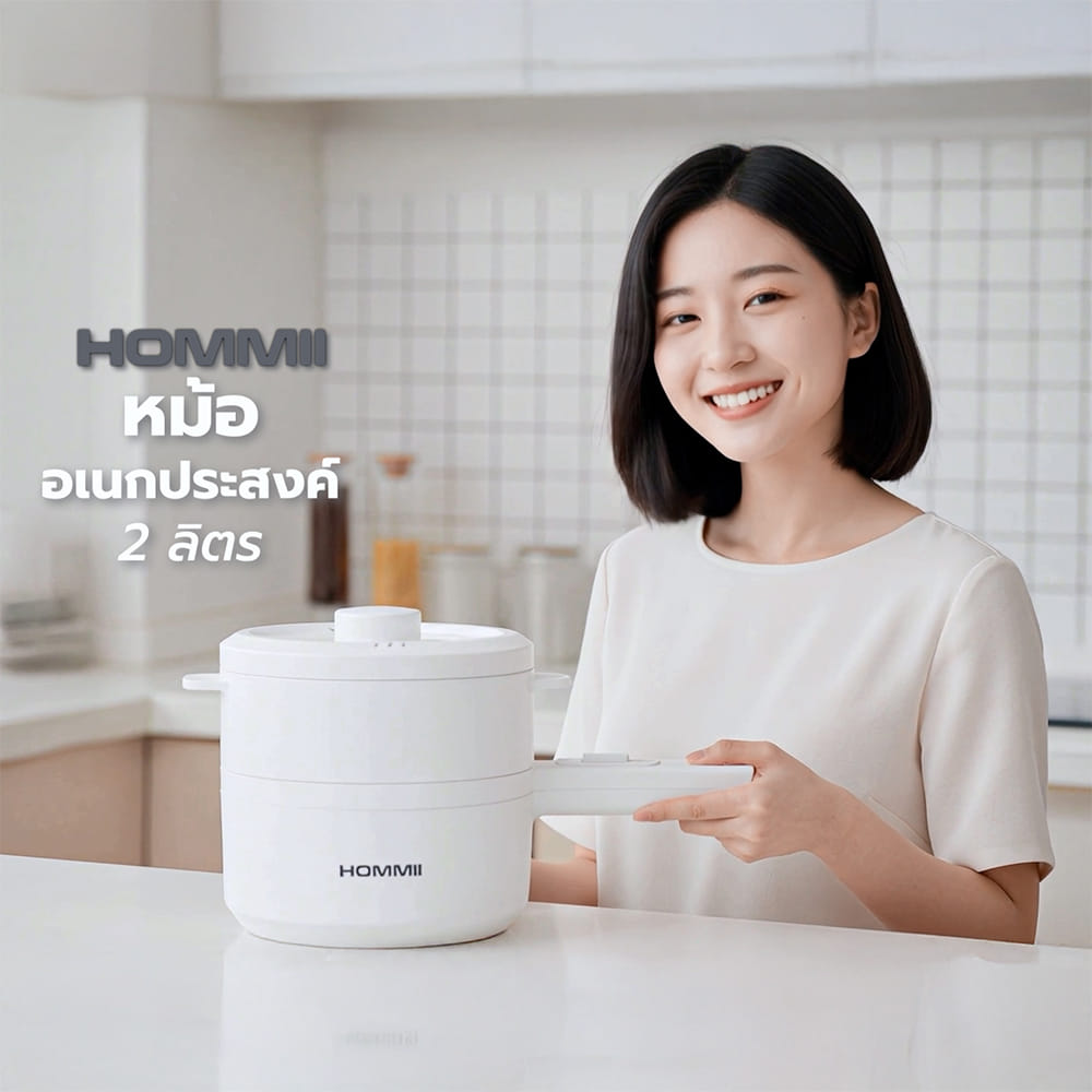 หม้ออเนกประสงค์ HOMMII HSH-18 สีขาว 2 ลิตร