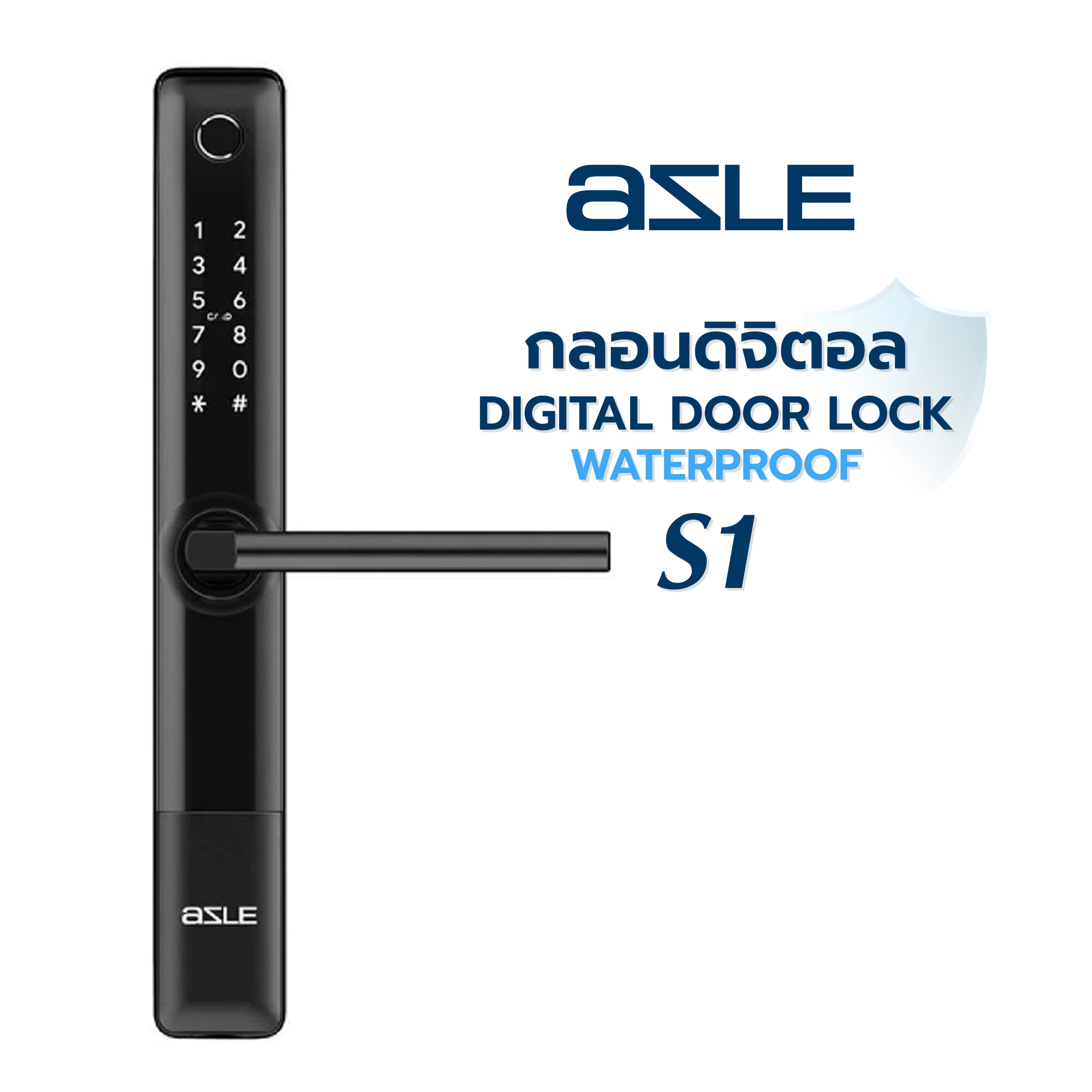 กลอนดิจิตอล AZLE S1 WATERPROOF SLIDE สีดำ