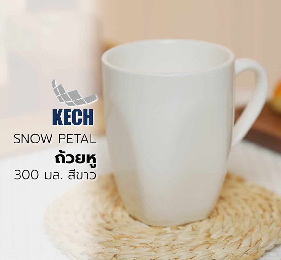 ถ้วยหู PORCELAIN 300 มล. KECH SNOW PETAL สีขาว