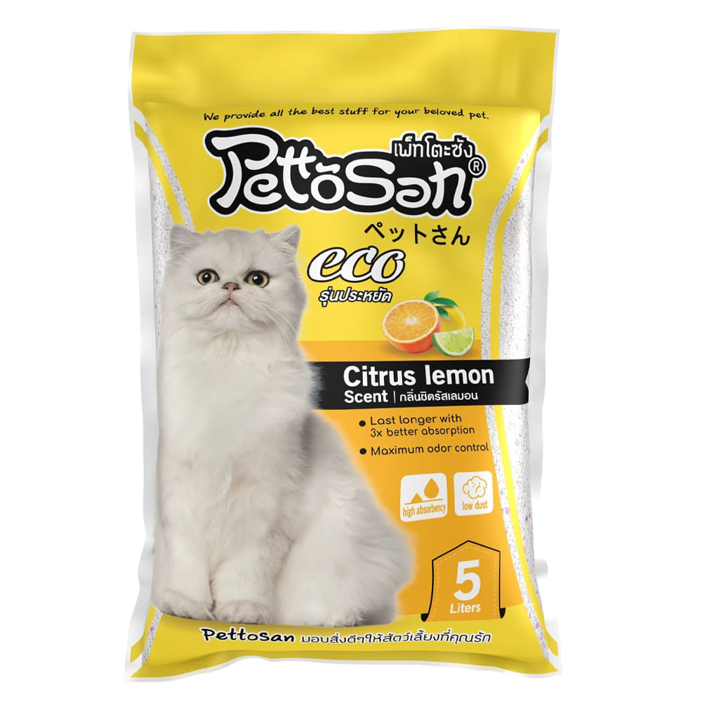ทรายแมวเบนโทไนต์ PETTOSAN กลิ่นซิตรัสเลมอน 5 ลิตร