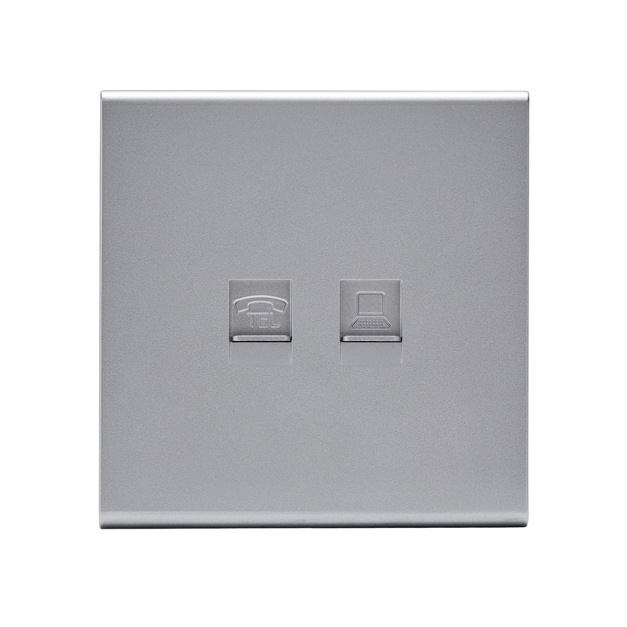เต้ารับโทรศัพท์และคอมพิวเตอร์ SAHN 6P/6C D19-SL  สีเงิน