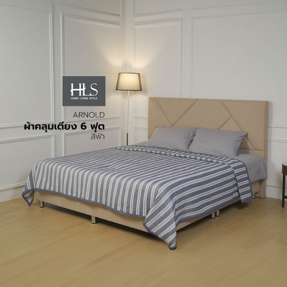 ผ้าคลุมเตียง 6 ฟุต HOME LIVING STYLE ARNOLD สีฟ้า