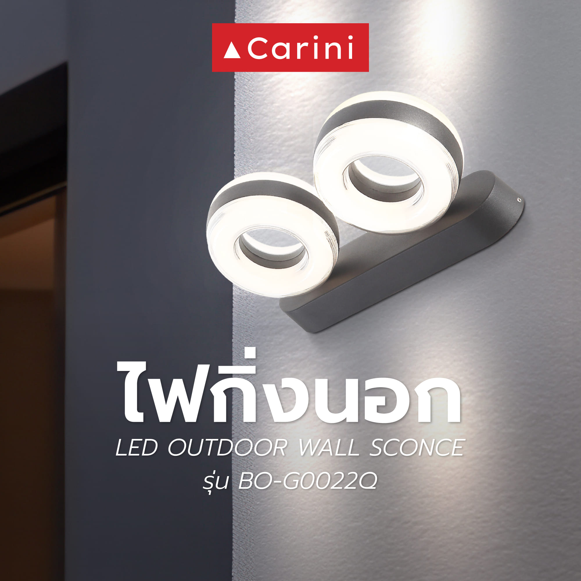 ไฟกิ่งภายนอก LED CARINI BO-G0022Q 18 วัตต์ WARM WHITE สีดำ