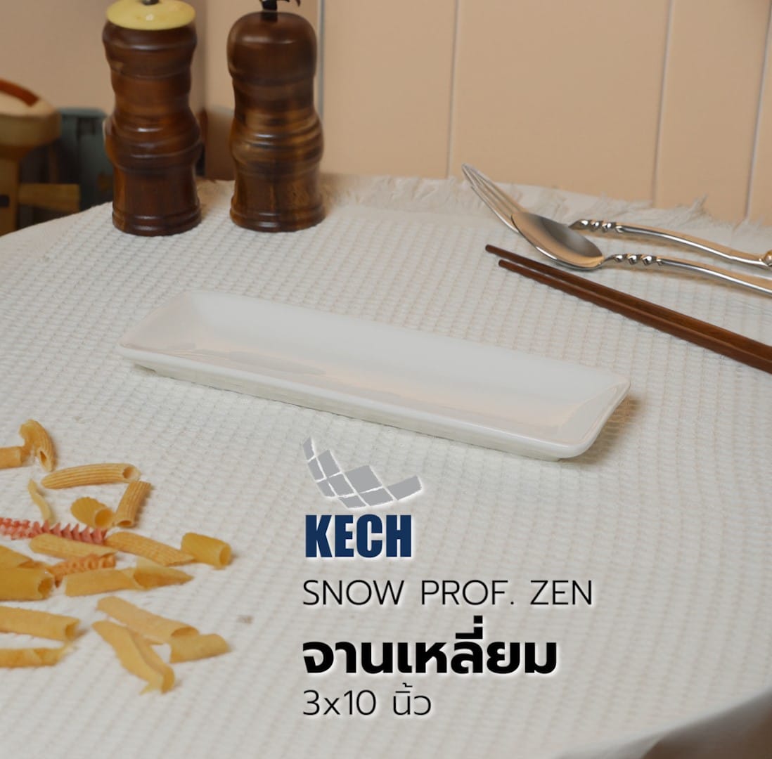 จานเหลี่ยม PORCELAIN 3x10 นิ้ว KECH SNOW PROF. ZEN