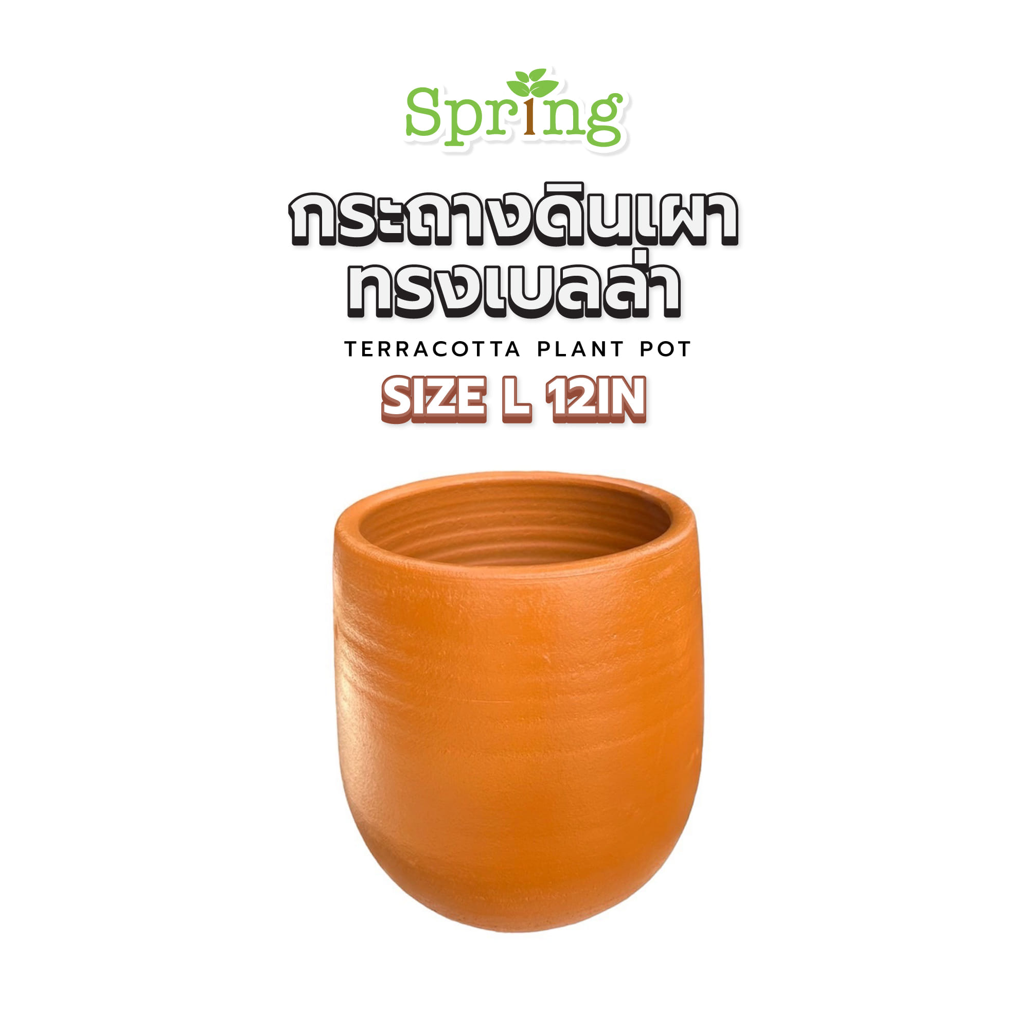 กระถางดินเผาทรงเบลล่า SPRING ไซซ์ L 12 นิ้ว