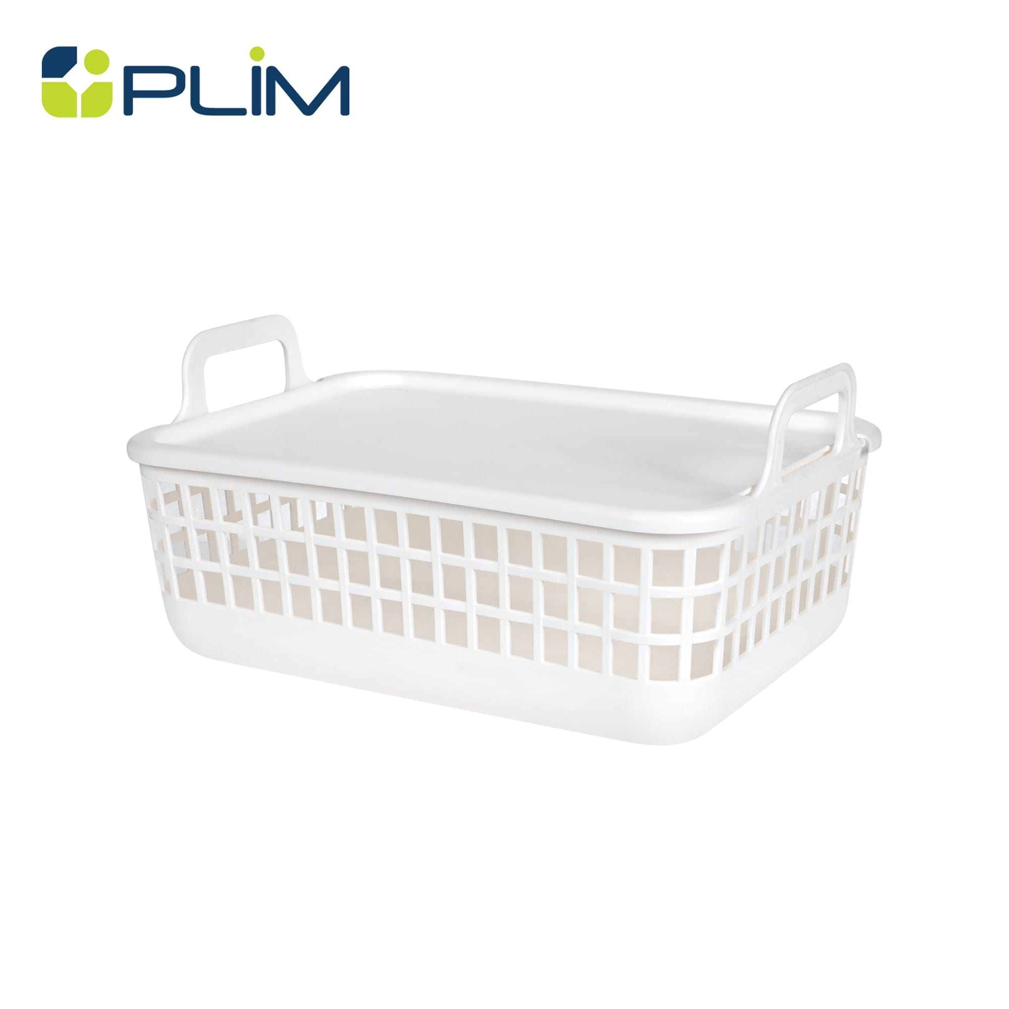 ตะกร้าผ้าเหลี่ยมมีฝา PLIM DAISY SIZE S สีขาว