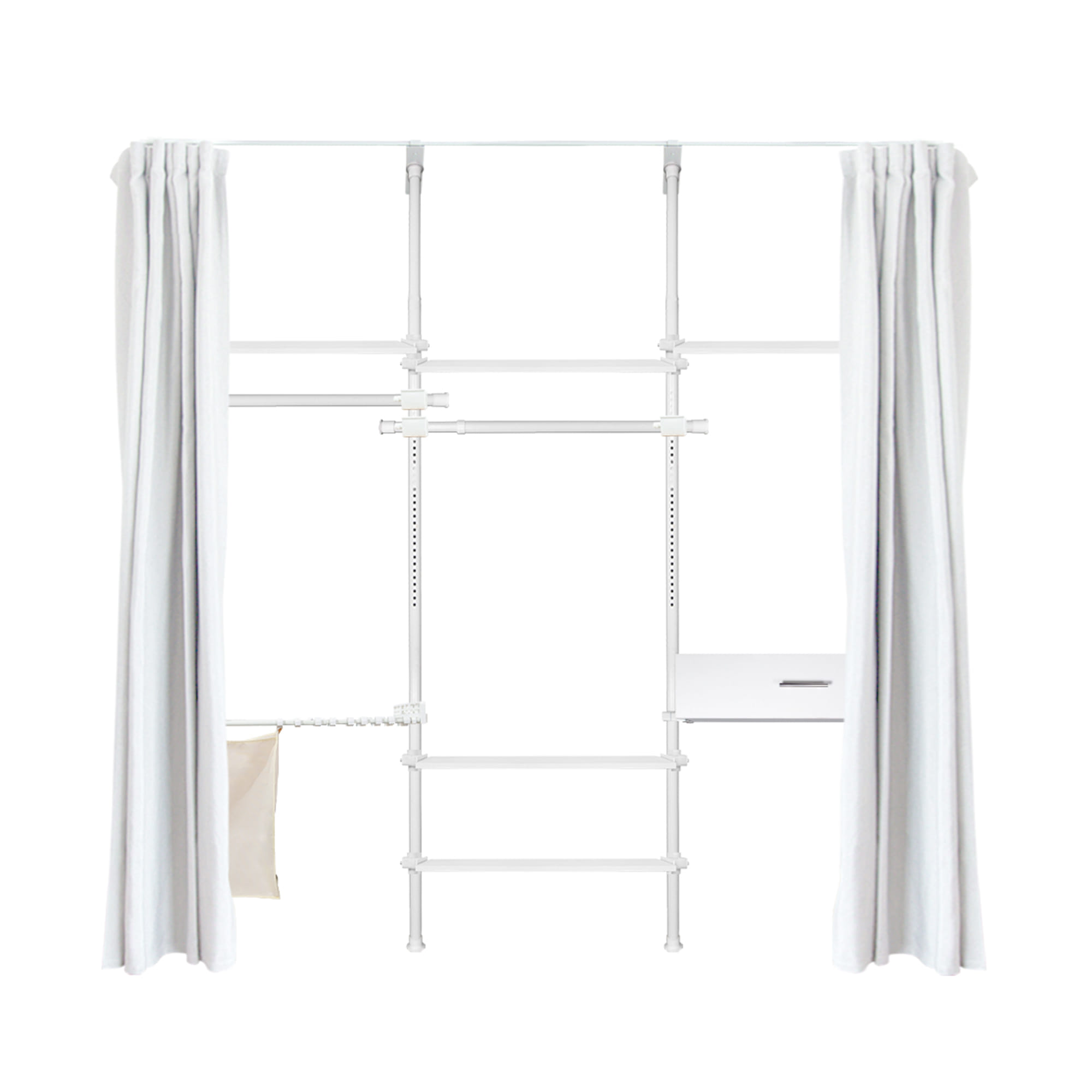 ราวแขวนผ้า TUGU R71PW-W 240x40x300 ซม. สีขาว (พร้อมชุดผ้าม่านสีขาว)