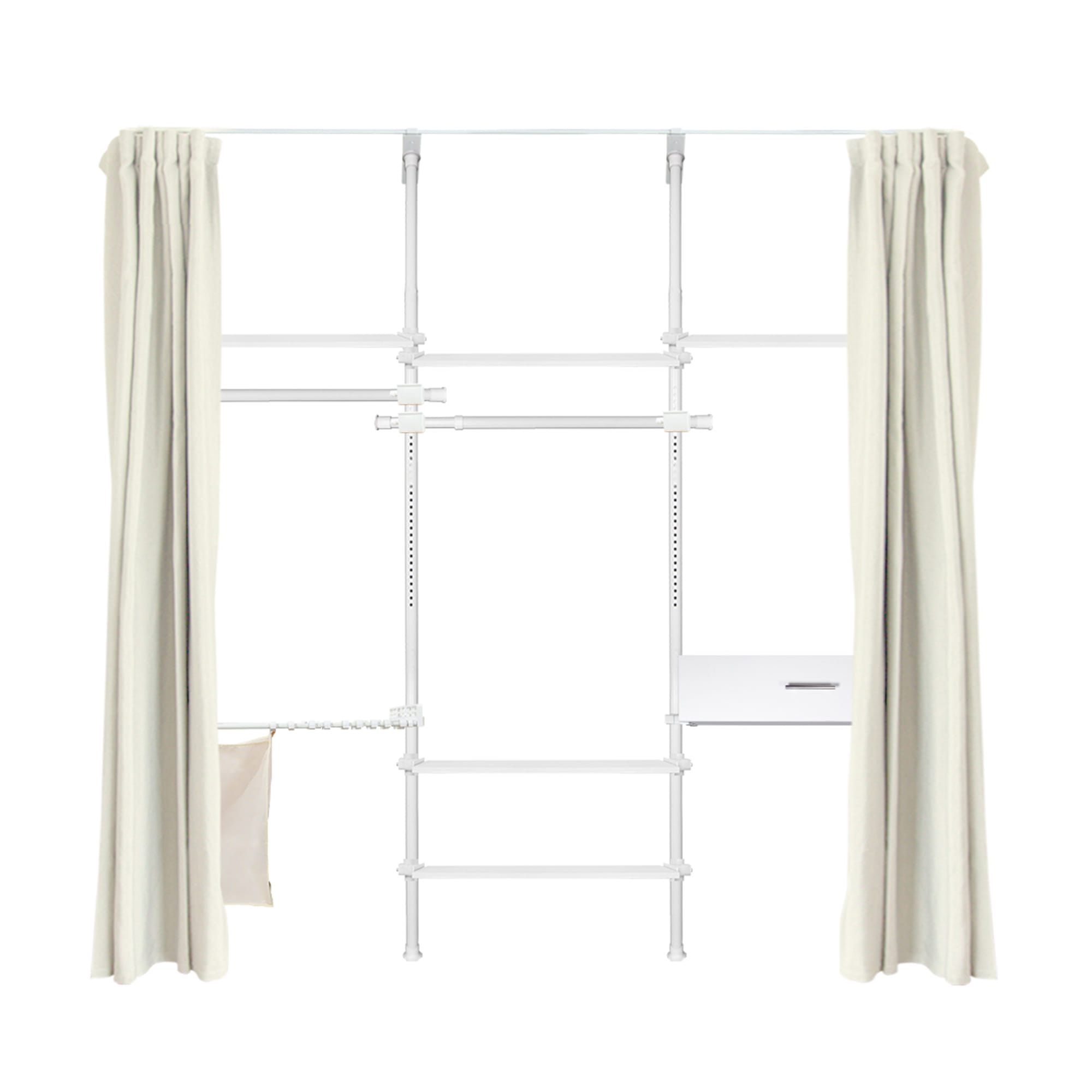 ราวแขวนผ้า TUGU R71PW-BE 240x40x300 ซม. สีขาว (พร้อมชุดผ้าม่านสีเบจ)