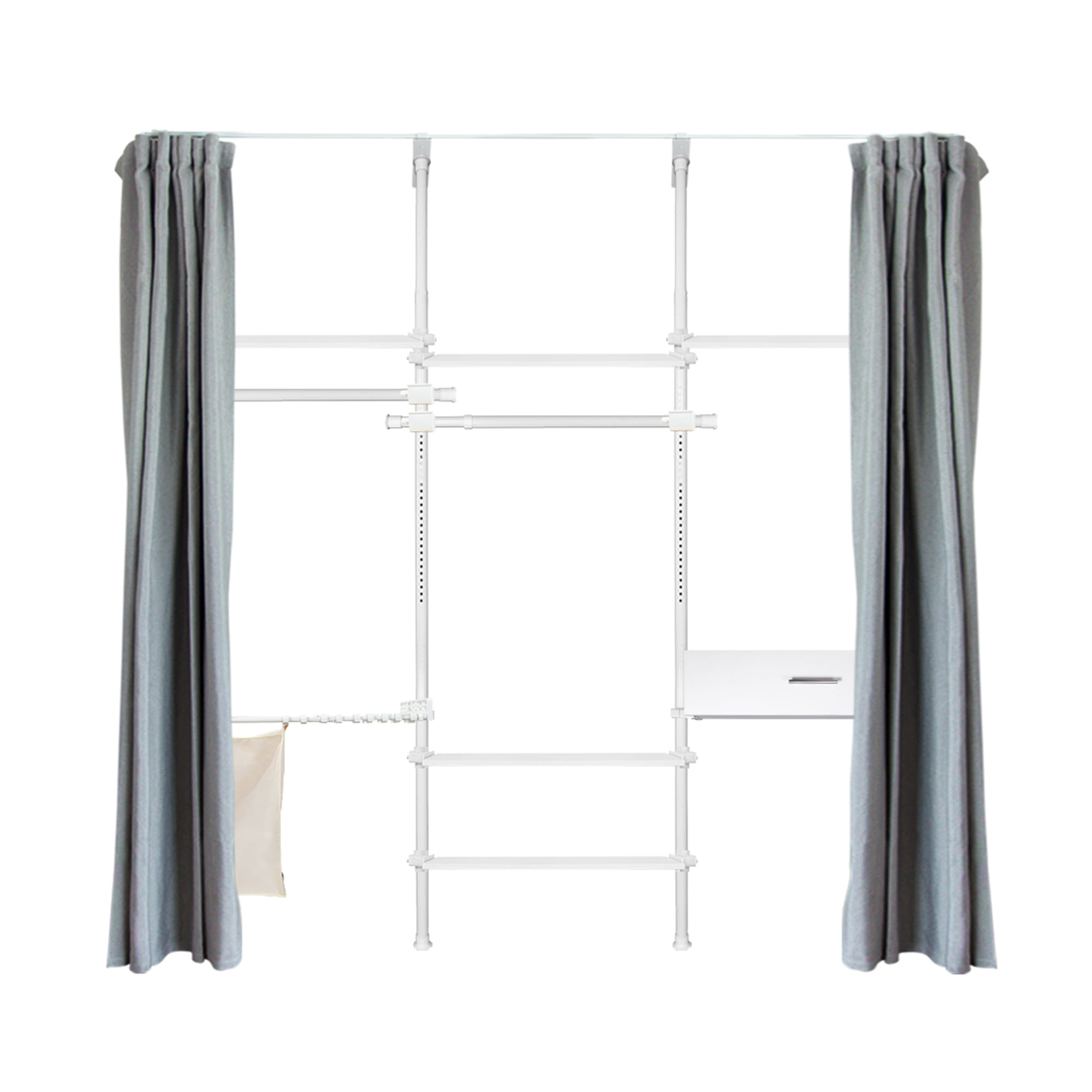 ราวแขวนผ้า TUGU R71PW-DG 240x40x300 ซม. สีขาว (พร้อมชุดผ้าม่านสีเทาเข้ม)