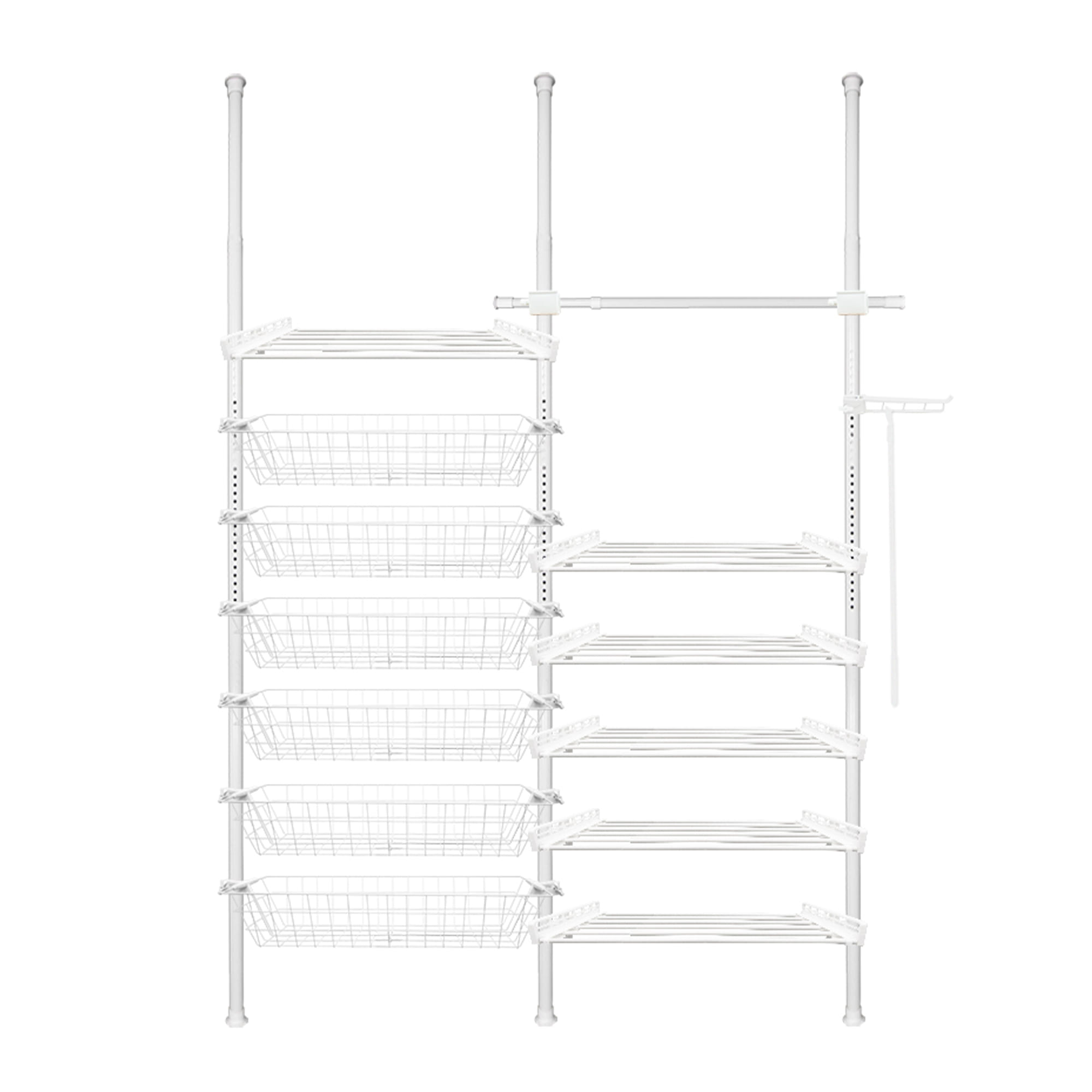 ราวแขวนผ้า 1 ราวแขวน 6 ชั้นวาง 6 ตะกร้า TUGU R67PW 170x42.5x300 ซม. สีขาว