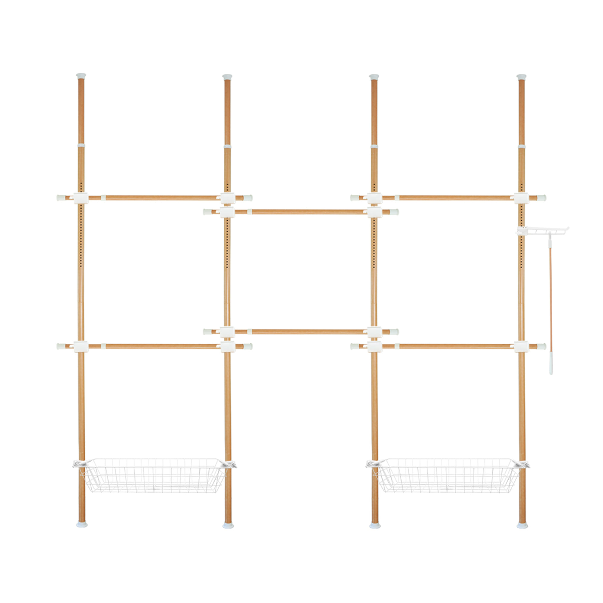 ราวแขวนผ้า 6 ราวแขวน 2 ตะกร้า TUGU R66M 240x40x300 ซม. ลายไม้