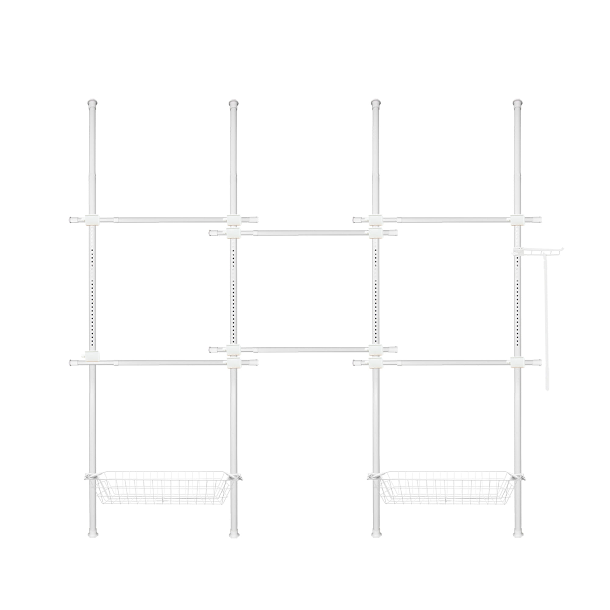 ราวแขวนผ้า 6 ราวแขวน 2 ตะกร้า TUGU R66PW 240x40x300 ซม. สีขาว