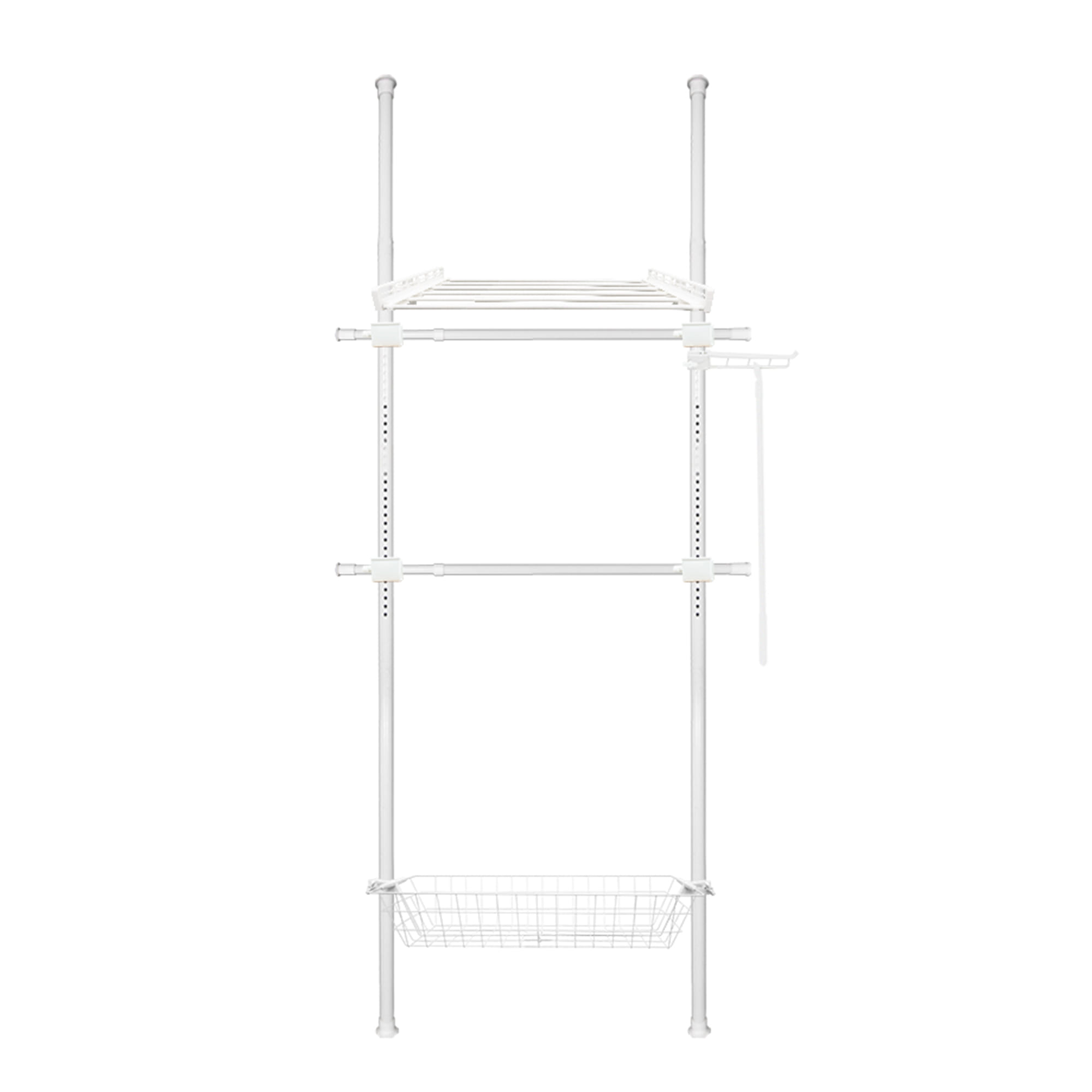 ราวแขวนผ้า 2 ราวแขวน 1 ชั้นวาง 1 ตะกร้า TUGU R62PW 85x42.5x300 ซม. สีขาว