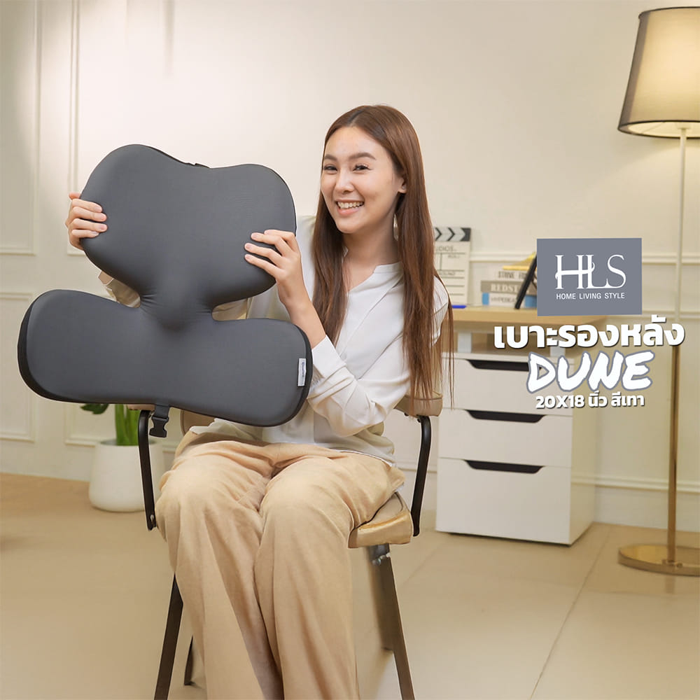เบาะรองหลัง HOME LIVING STYLE DUNE 20X18 นิ้ว สีเทา