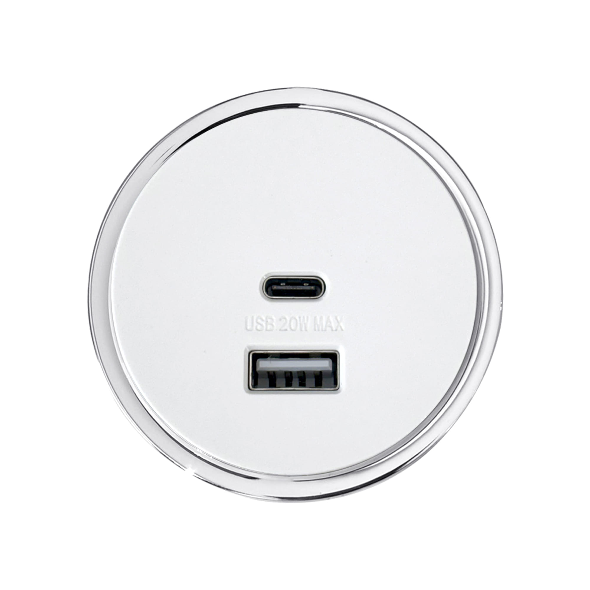เต้ารับไร้สาย RANDY USB TYPE A/C PTU-20W 16 แอมป์ สีขาว