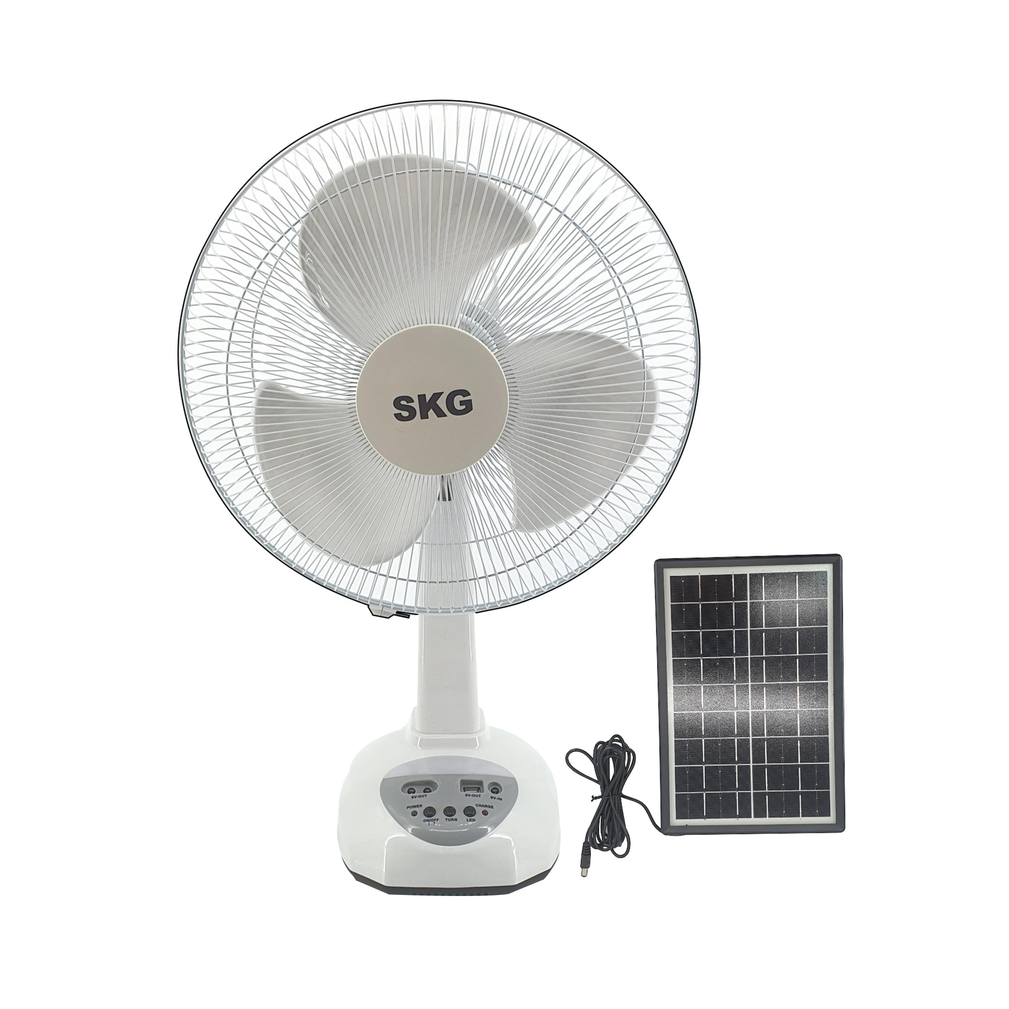 พัดลมโซลาร์เซลล์ 12 นิ้ว SKG SK-125L สีขาว
