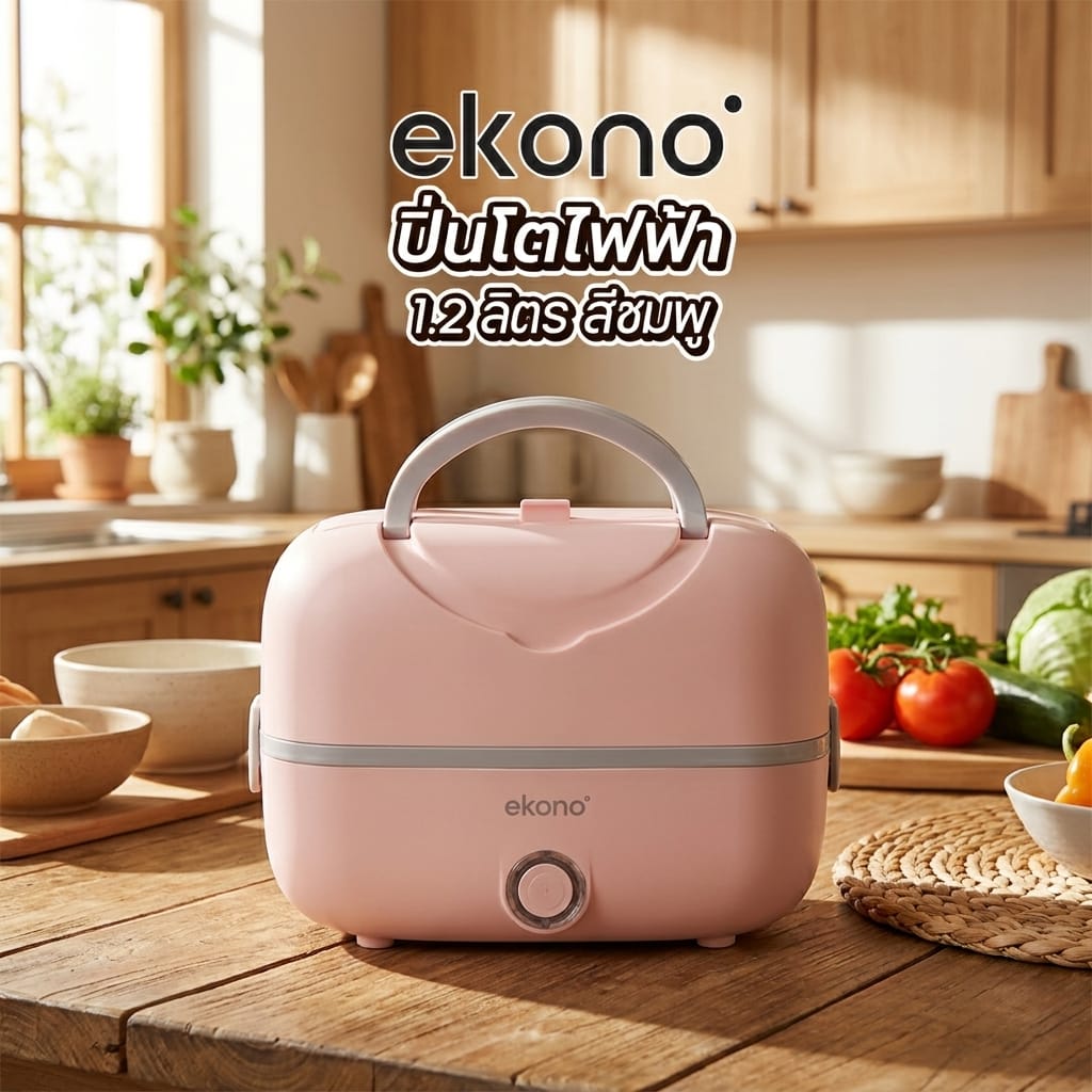 ปิ่นโตไฟฟ้า EKONO EKN-02-PINK 1.2 ลิตร สีชมพู