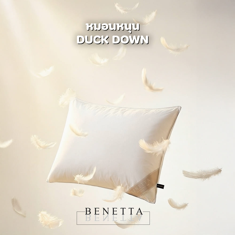 หมอนหนุน ขนเป็ด BENETTA DUCK DOWN FIRM 50x70 ซม. สีขาว