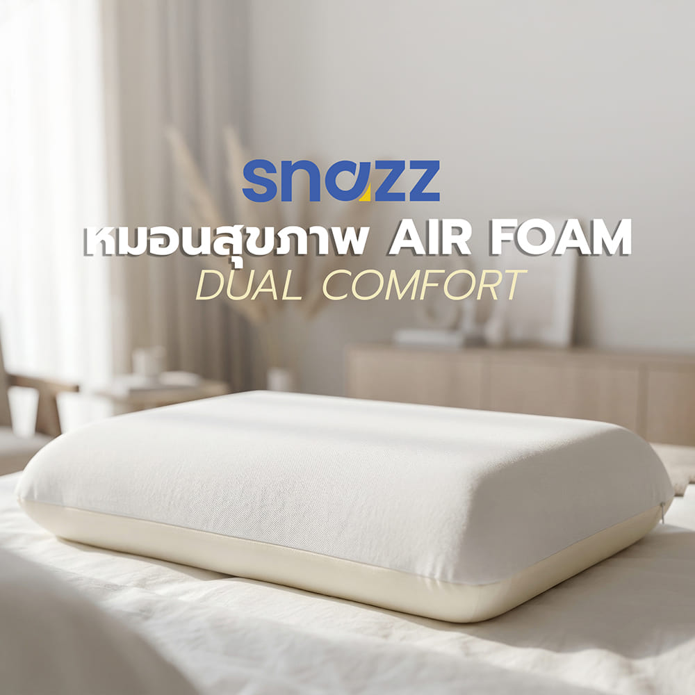 หมอนสุขภาพ AIR FOAM SNAZZ AIR FOAM DUAL COMFORT 40x60x12 ซม. สี CREAM/GREY