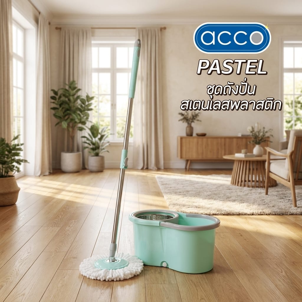 ชุดถังปั่นสเตนเลสพลาสติก ACCO PASTEL สีเขียว