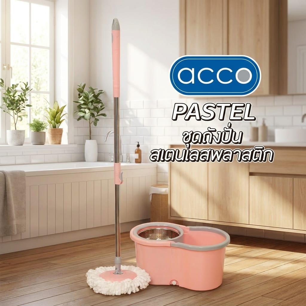 ชุดถังปั่นสเตนเลสพลาสติก ACCO PASTEL สีชมพู