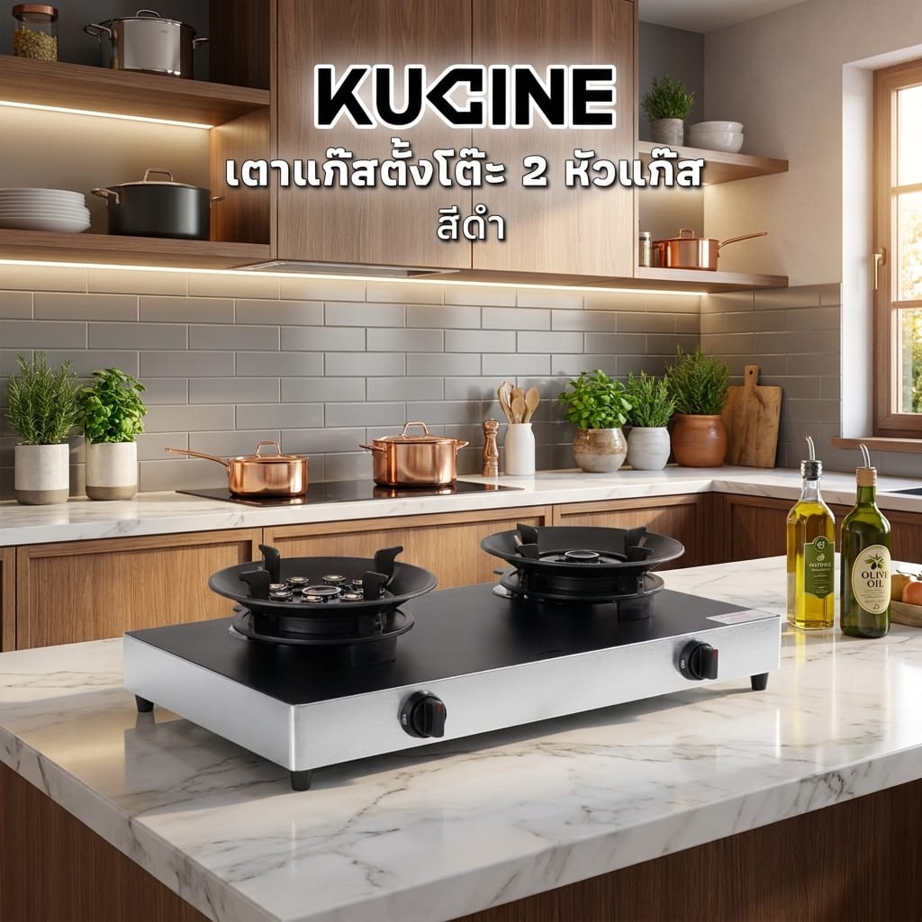 เตาแก๊สตั้งโต๊ะ 2 หัวแก๊ส KUCINE GA01