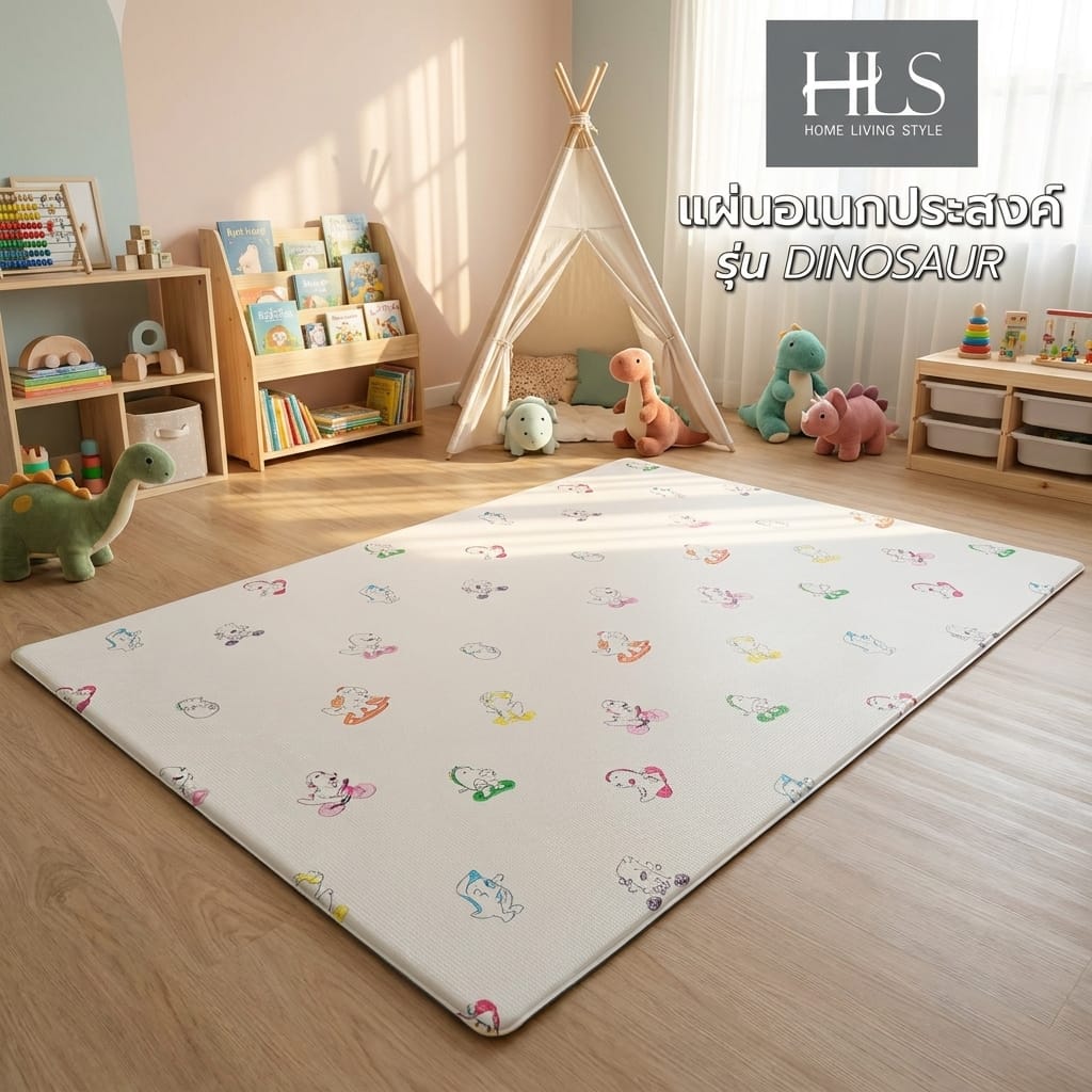 แผ่นอเนกประสงค์ HOME LIVING STYLE DINOSAUR 130x190 ซม. สีครีม