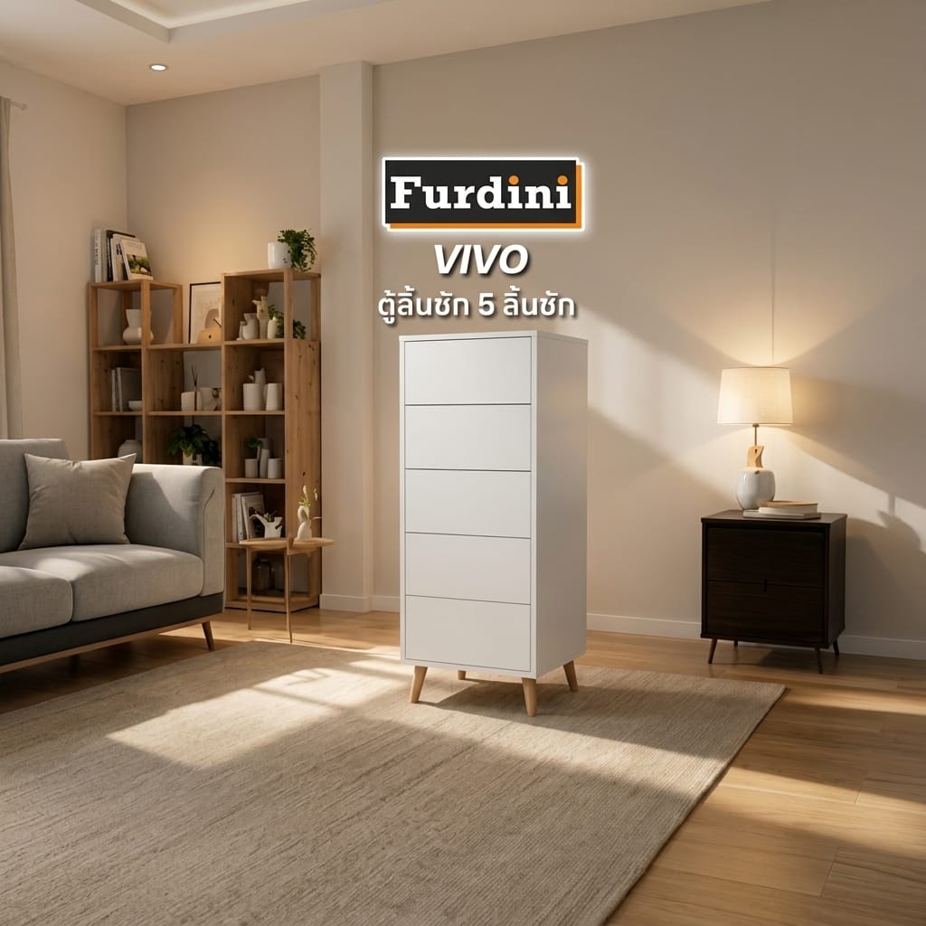 ตู้ลิ้นชัก 5 ลิ้นชัก FURDINI VIVO 40 ซม. สีขาว