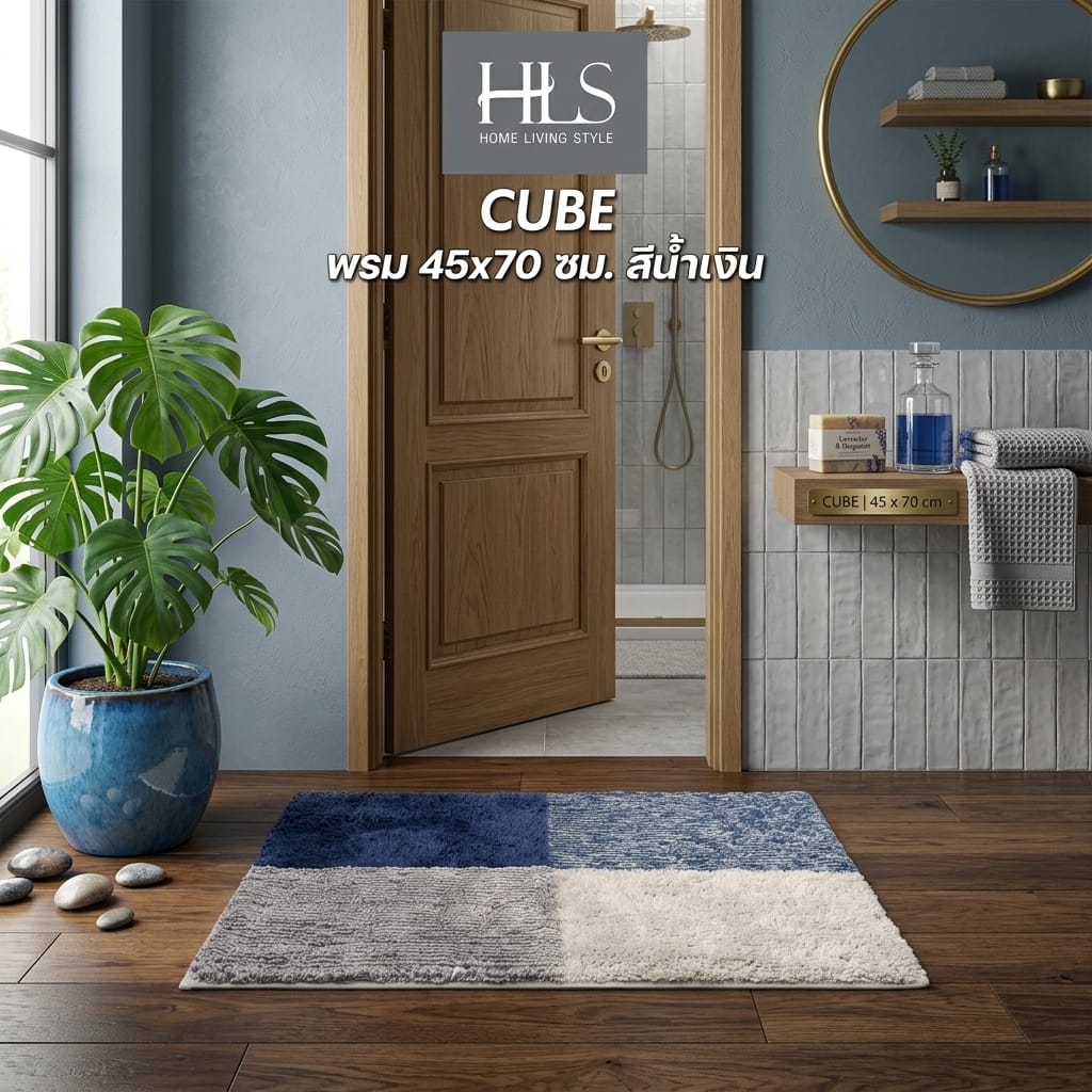 พรม HOME LIVING STYLE CUBE 45x70 ซม. สีน้ำเงิน