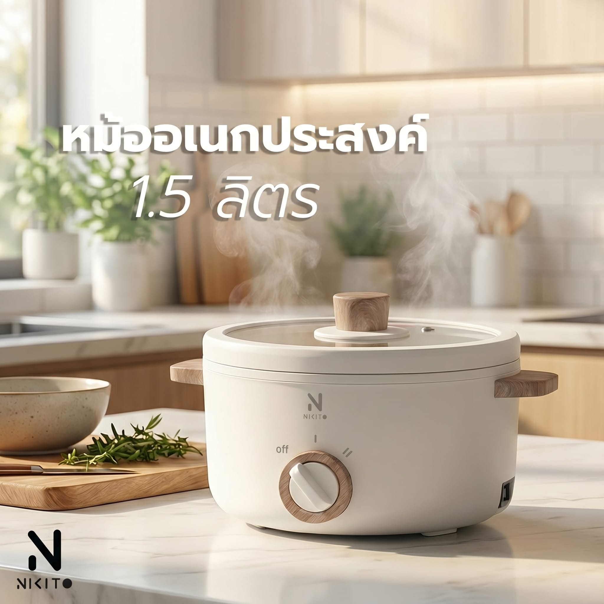 หม้ออเนกประสงค์ NIKITO NK-ETP01WH สีขาว 1.5 ลิตร