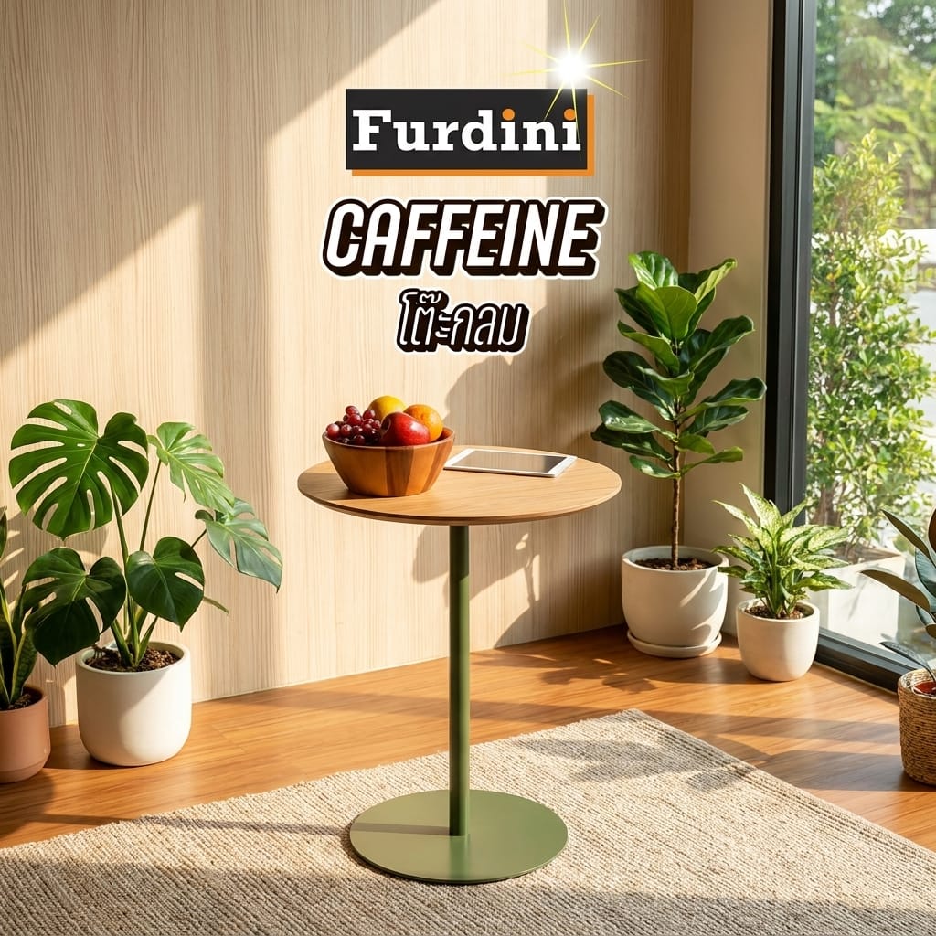 โต๊ะกลม FURDINI CAFFEINE 60 ซม. สี NATURAL/เขียว