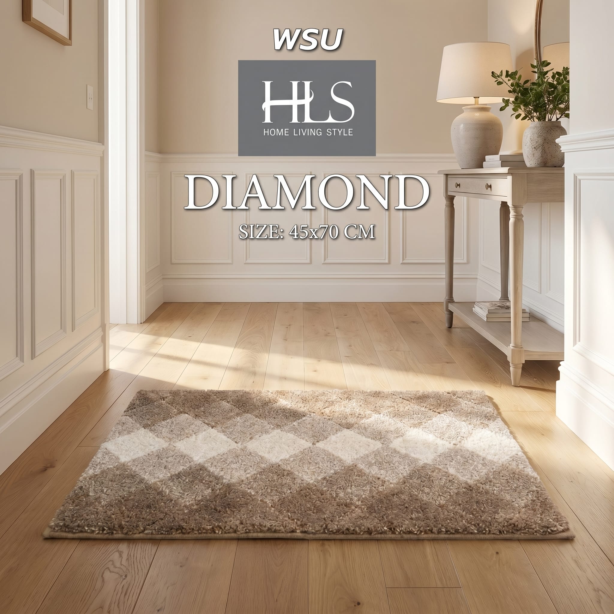 พรม HOME LIVING STYLE DIAMOND 45x70 ซม. สีน้ำตาลเข้ม