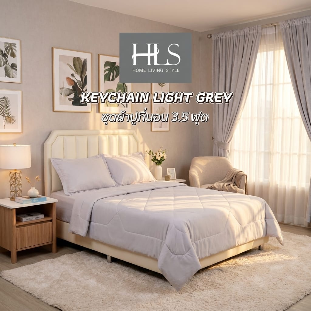 ชุดผ้าปูที่นอน 3.5 ฟุต (ชุด 4 ชิ้น) HOME LIVING STYLE KEYCHAIN LIGHT GREY