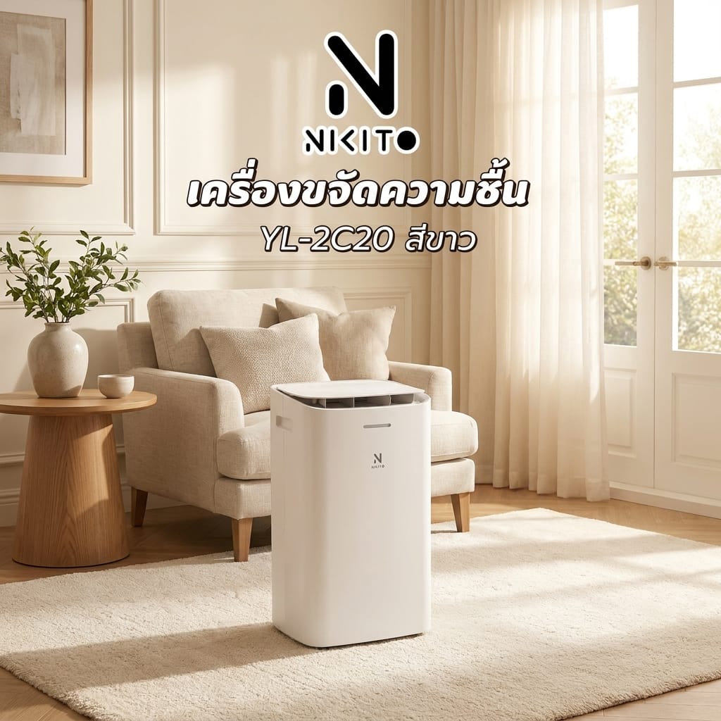 เครื่องลดความชื้น 50 ตร.ม. NIKITO YL-2C20 สีขาว (2.8 ลิตร)