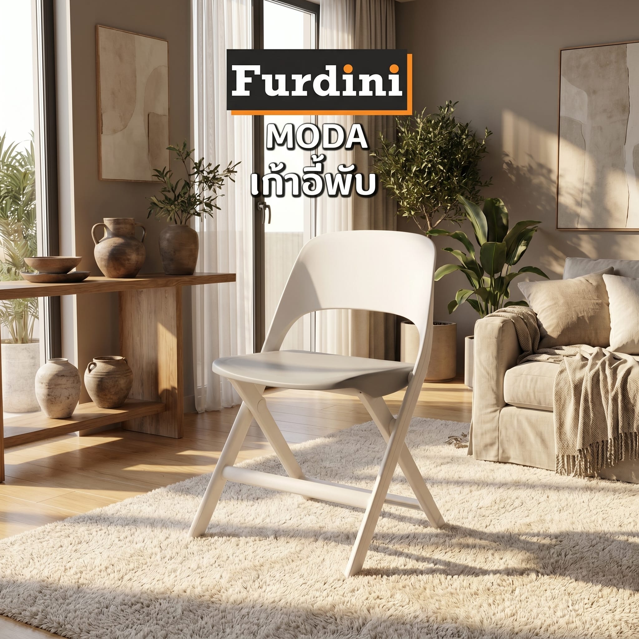 เก้าอี้พับ FURDINI MODA สีเทา/ขาว