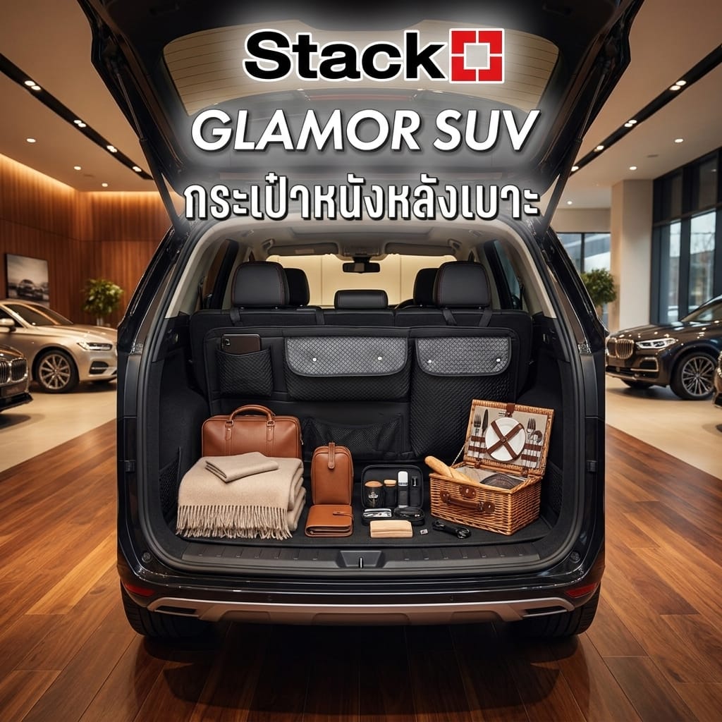 กระเป๋าหนังหลังเบาะ SUV STACKO GLAMOR 90x2x45 ซม. สีดำ