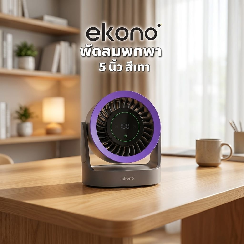 พัดลมพกพา 5 นิ้ว EKONO EK-PTB18GY สีเทา