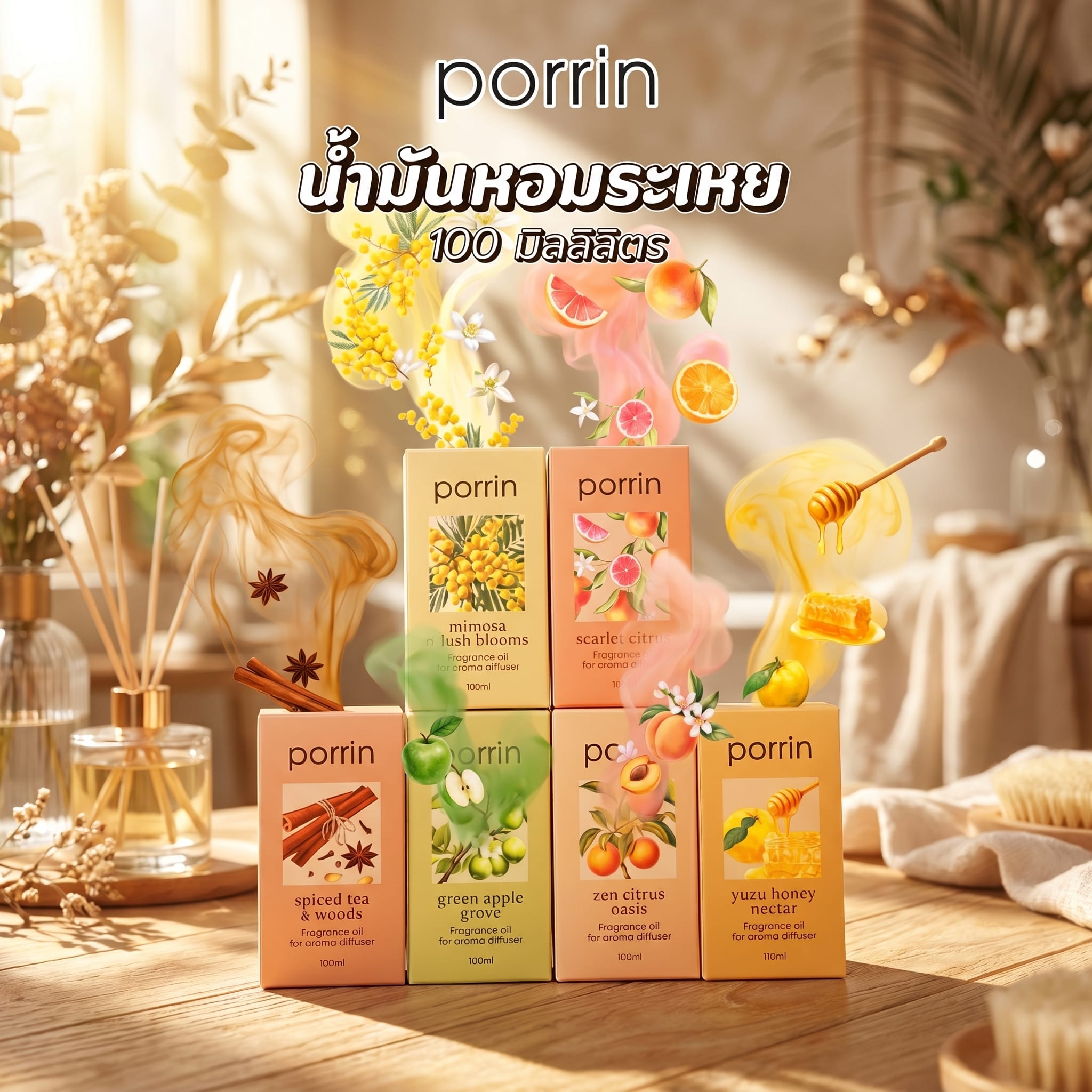 น้ำมันหอมระเหย PORRIN 100 มล. YUZU HONEY NECTAR