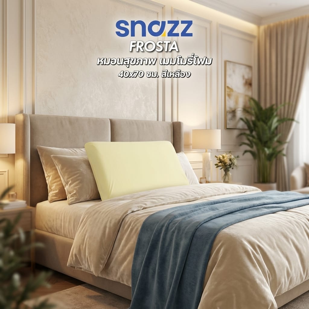 หมอนสุขภาพ เมมโมรี่โฟม SNAZZ FROSTA 40x70 ซม. สีเหลือง