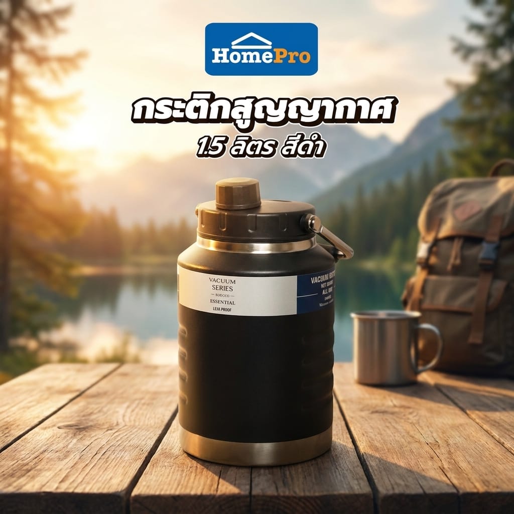 กระติกสุญญากาศ HOMEPRO URBAN CAMP สีดำ 1.5 ลิตร