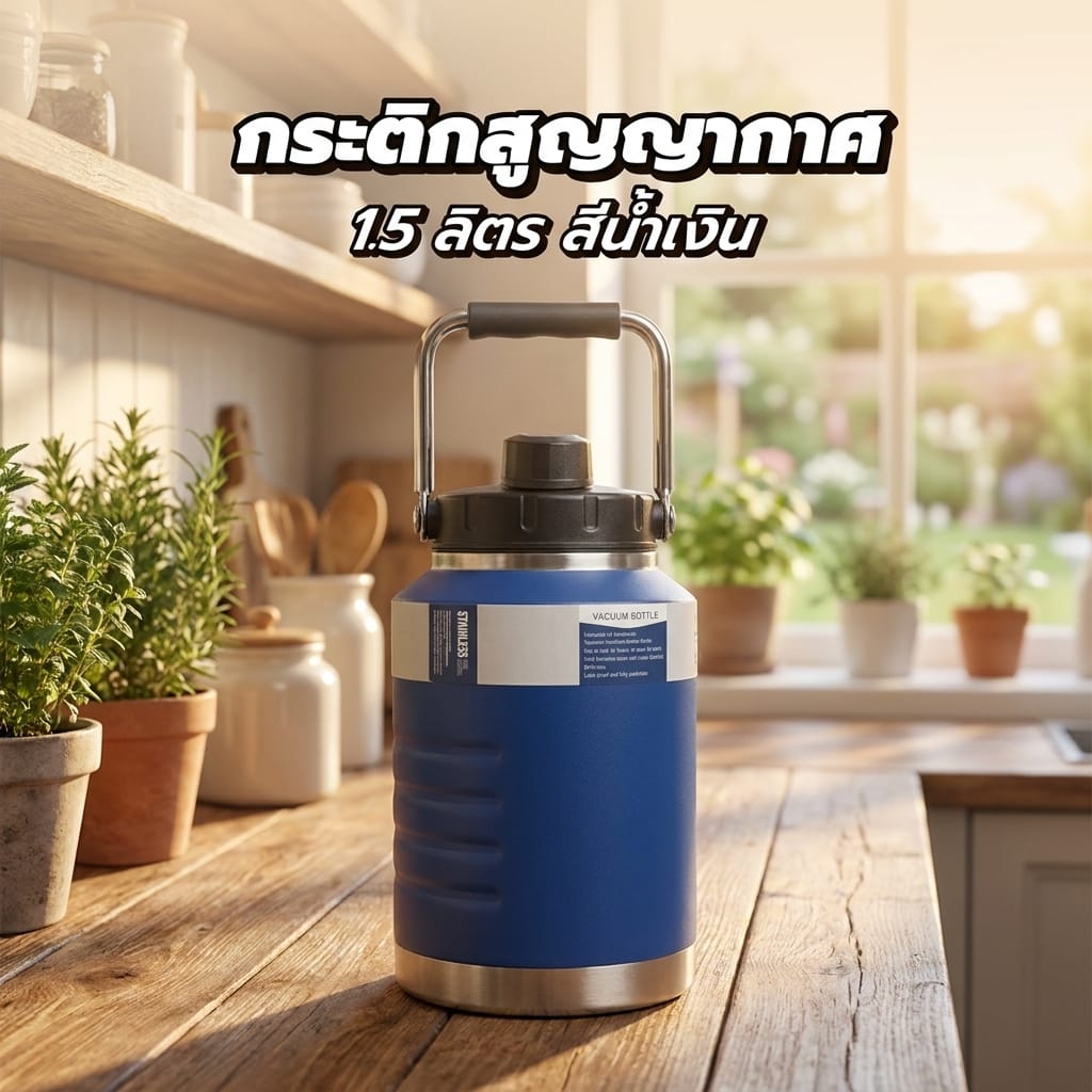 กระติกสุญญากาศ HOMEPRO URBAN CAMP สีน้ำเงิน 1.5 ลิตร