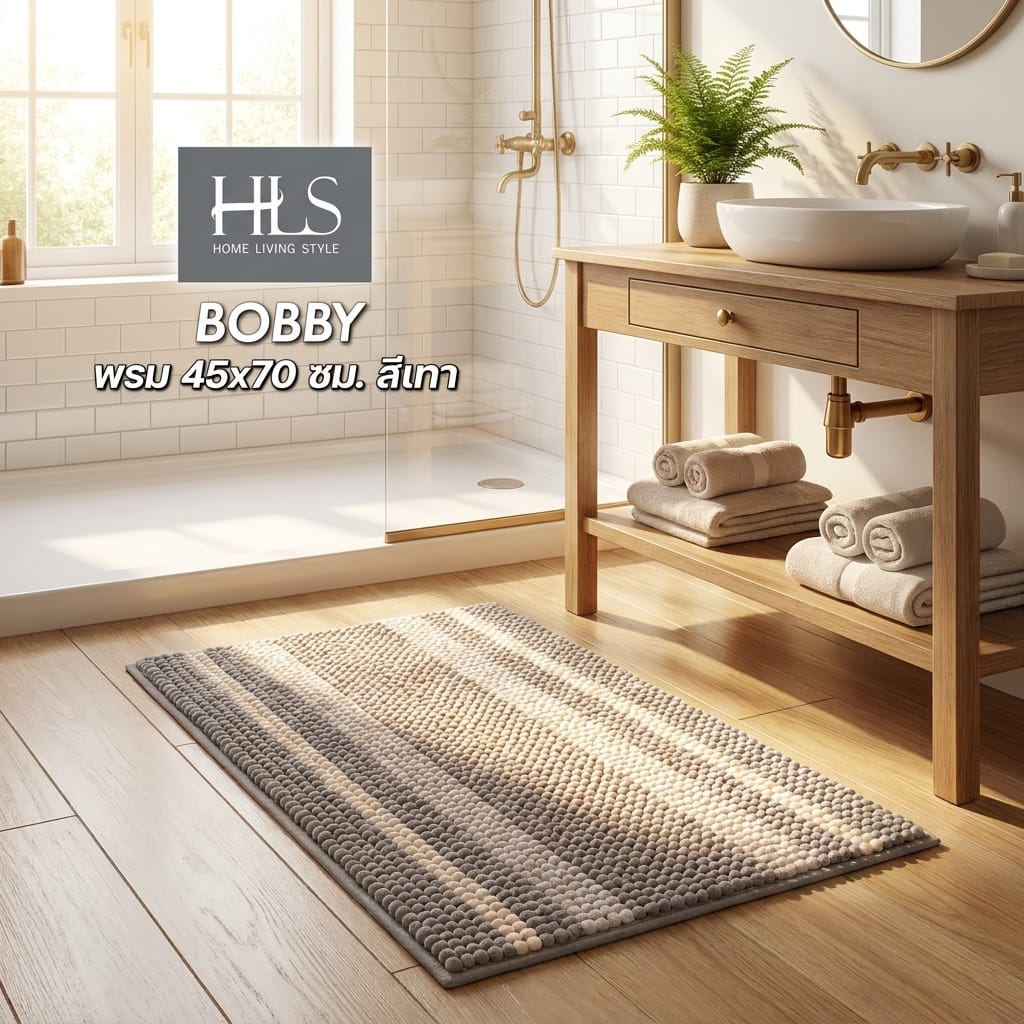 พรม HOME LIVING STYLE BOBBY 45x70 ซม. สีเทา