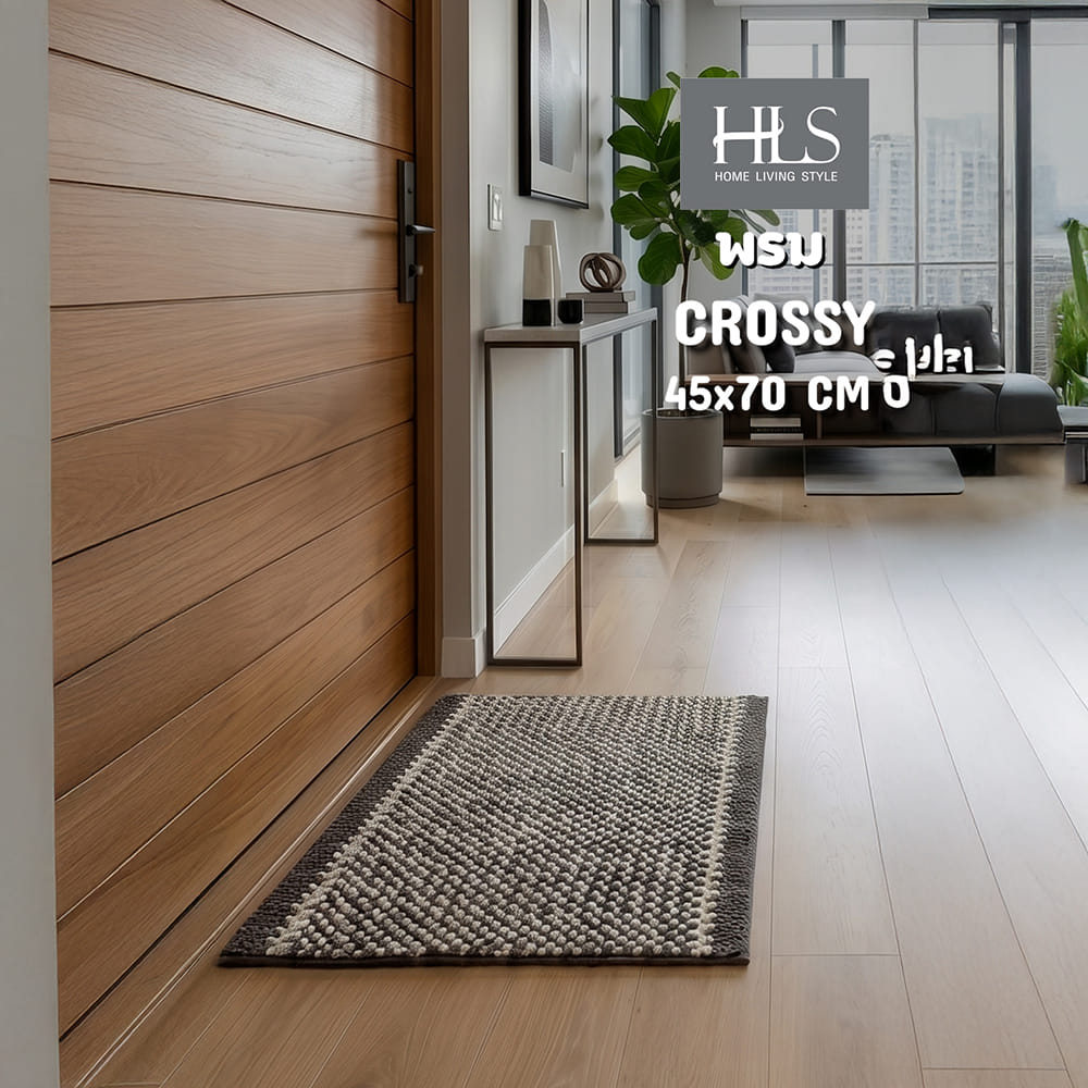 พรม HOME LIVING STYLE CROSSY 45x70 ซม. สีเทา